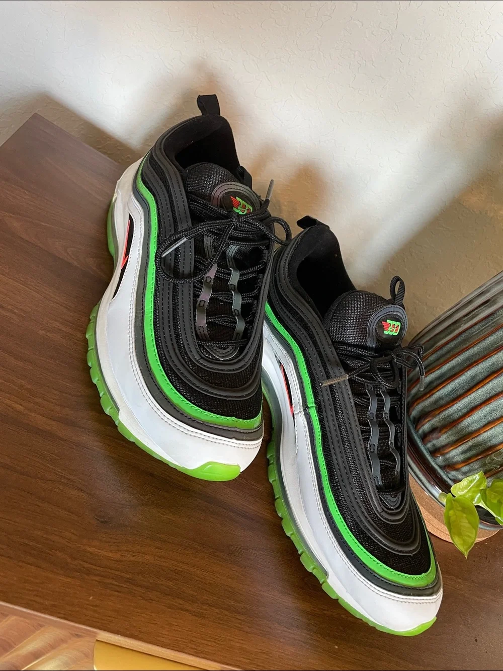 Nike Air Max 97, Black, White, Green & Red Air Max Style Sneakers